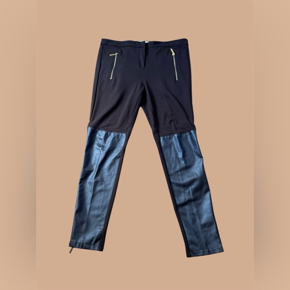 Michael Kors Leggings Pants Women Faux Leather Trim, Size 16 - Picture 1 of 9